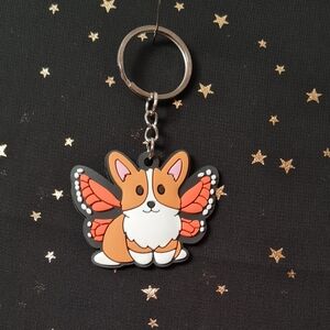 Monarch Wings Corgi Keychain